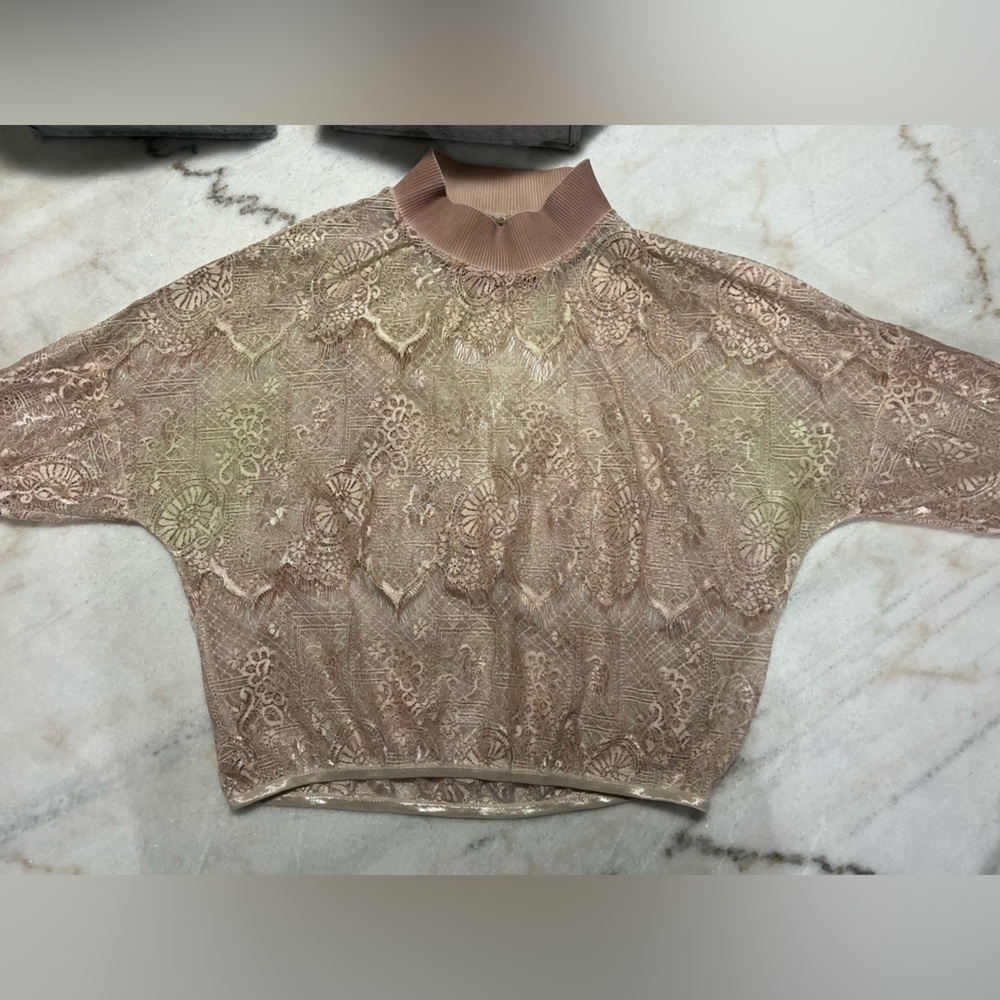 Elegant Vintage Pink Lace Top Elegant Womens - Picture 6 of 9